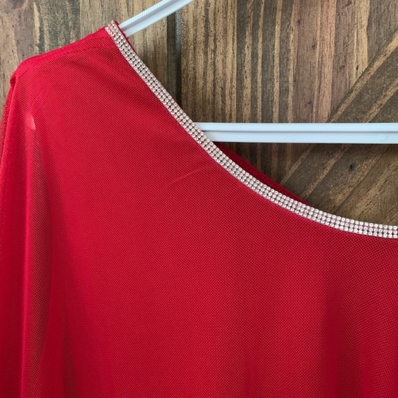 Elegant Red Top with Rhinestones - Picture 4 of 6